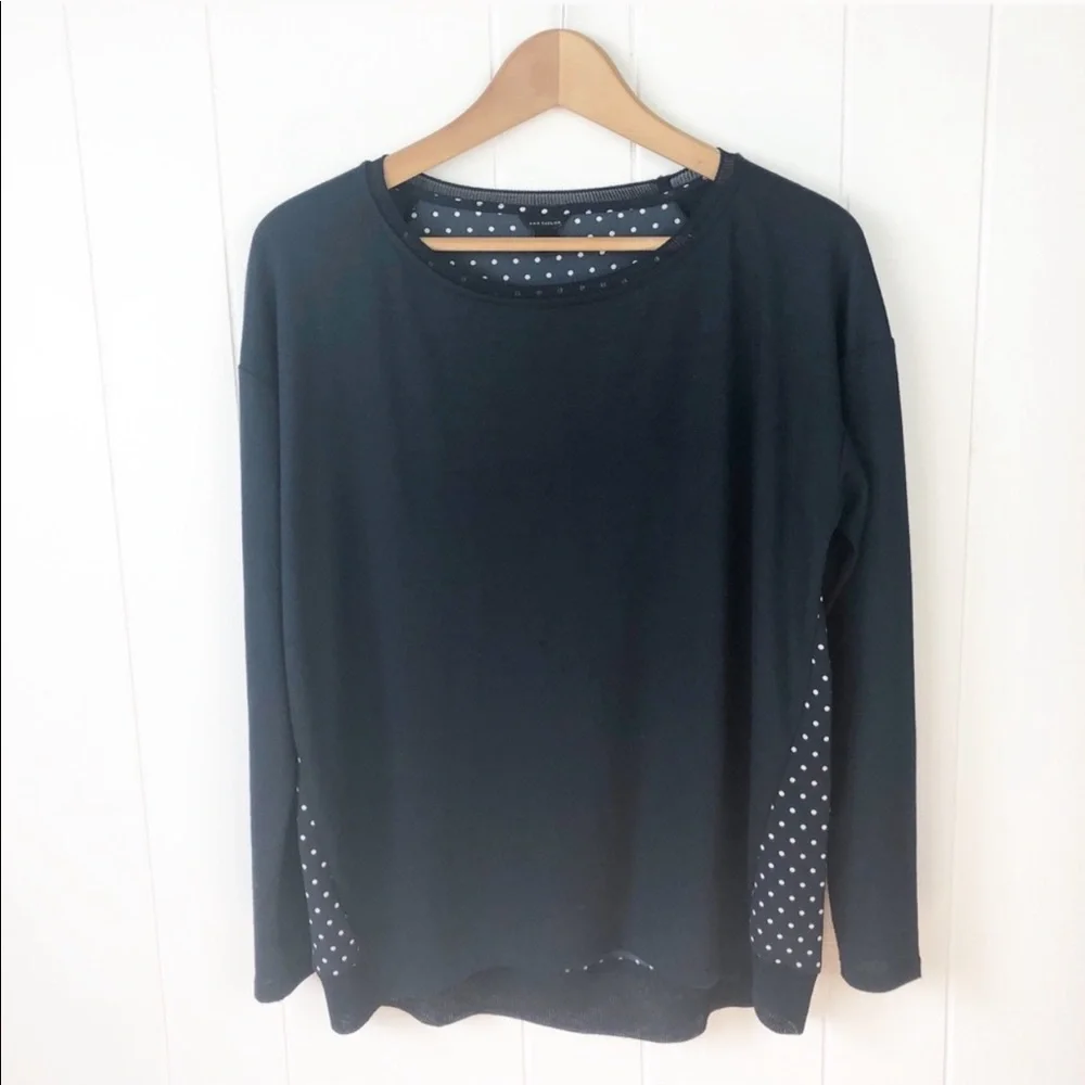 Ann Taylor Navy Blue Top with Polka Dot Back - Picture 2 of 9
